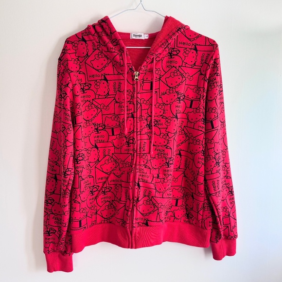 Sanrio Hello Kitty Red Hoodie Sweatshirt Large - Picture 1 of 4